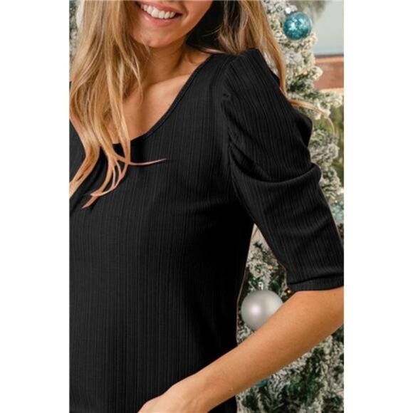BiBi Cotton Span Knit with Puff Sleeve Baby Doll Top main image 1